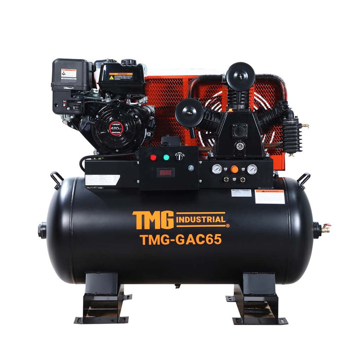 TMG Industrial 60 Gallon 2-Stage Truck Mounted Air Compressor, 14 HP LONCIN G420F Engine, , Horizontal Tank, 18.5 CFM @ 175 PSI, TMG-GAC65