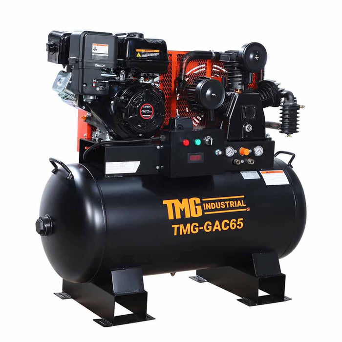 TMG Industrial 60 Gallon 2-Stage Truck Mounted Air Compressor, 14 HP LONCIN G420F Engine, , Horizontal Tank, 18.5 CFM @ 175 PSI, TMG-GAC65