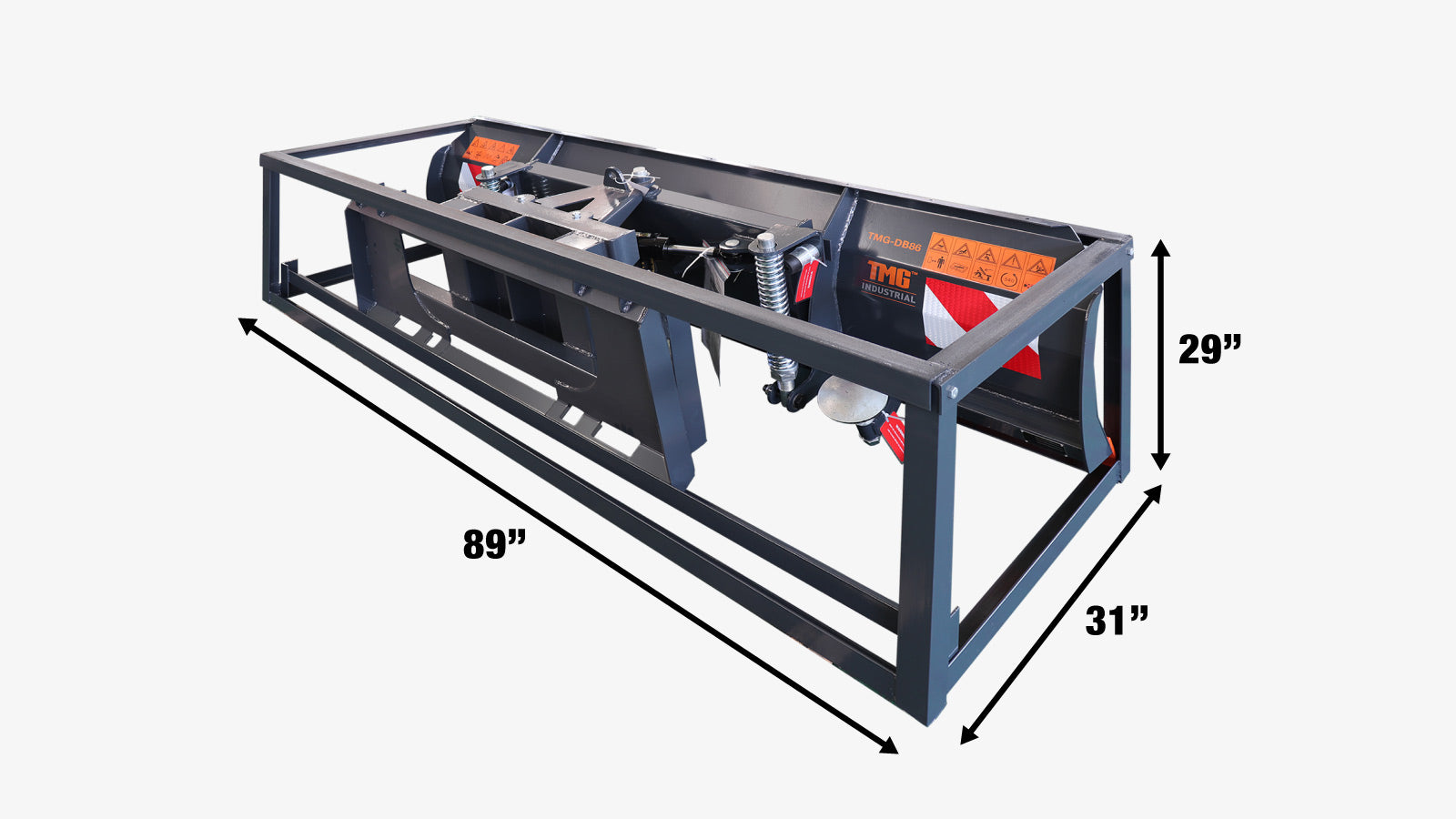 TMG Industrial 86” Skid Steer Dozer Blade/Snow Plow Pusher, 30° Left & Right, Bolt-On Cutting Edge, Adjustable Skid Shoes, Universal Quick Mount, TMG-DB86-shipping-info-image