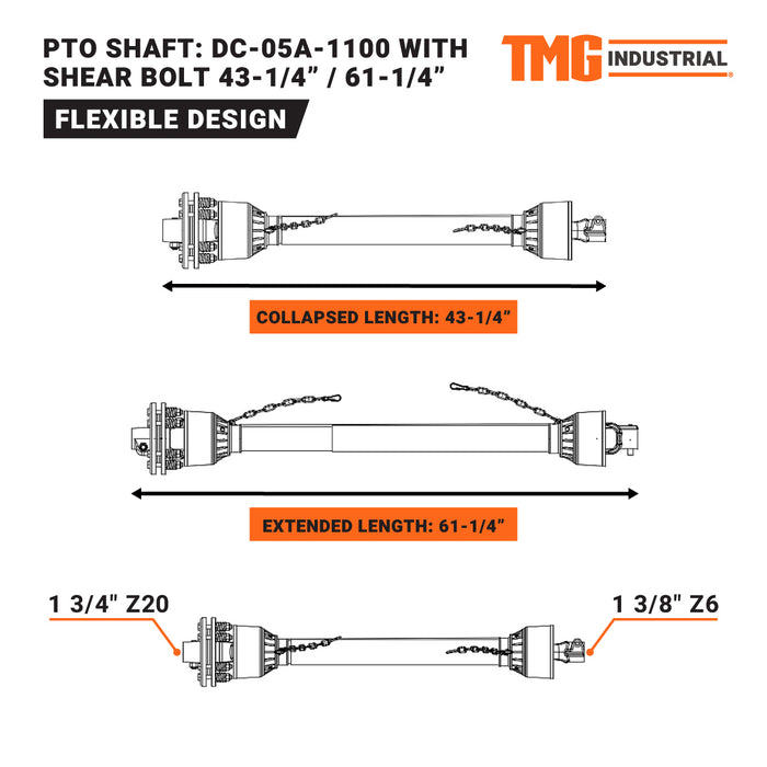 TMG Industrial Pro Series 58” Rotary Cutter, 3-Point Hitch, 25-90 HP Tractors, 540 RPM, Slip Clutch PTO Shaft Included, TMG-TRC65