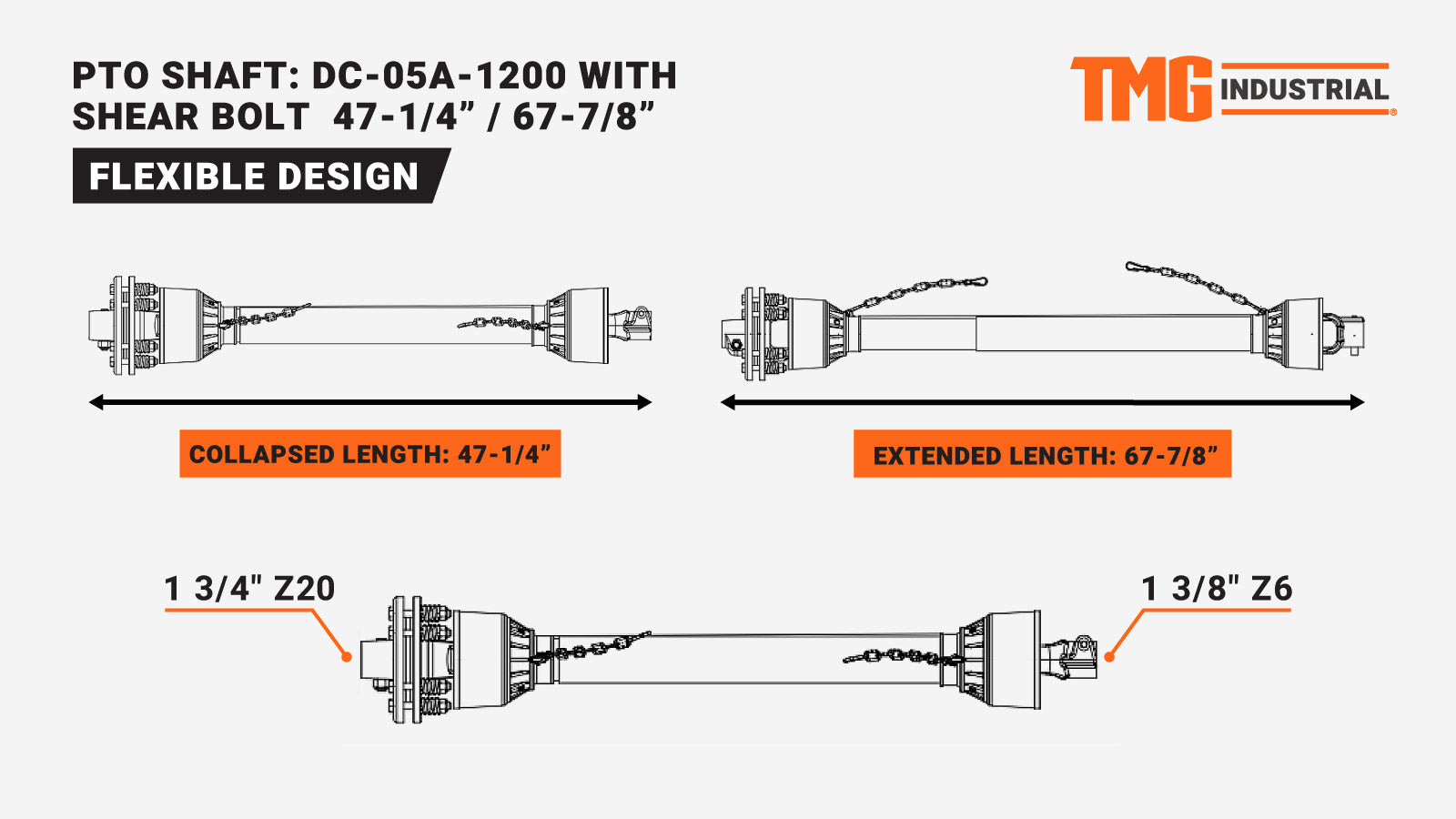 TMG Industrial Pro Series 68” Rotary Cutter, 3-Point Hitch, 25-90 HP Tractors, 540 RPM, Slip Clutch PTO Shaft Included, TMG-TRC75-description-image