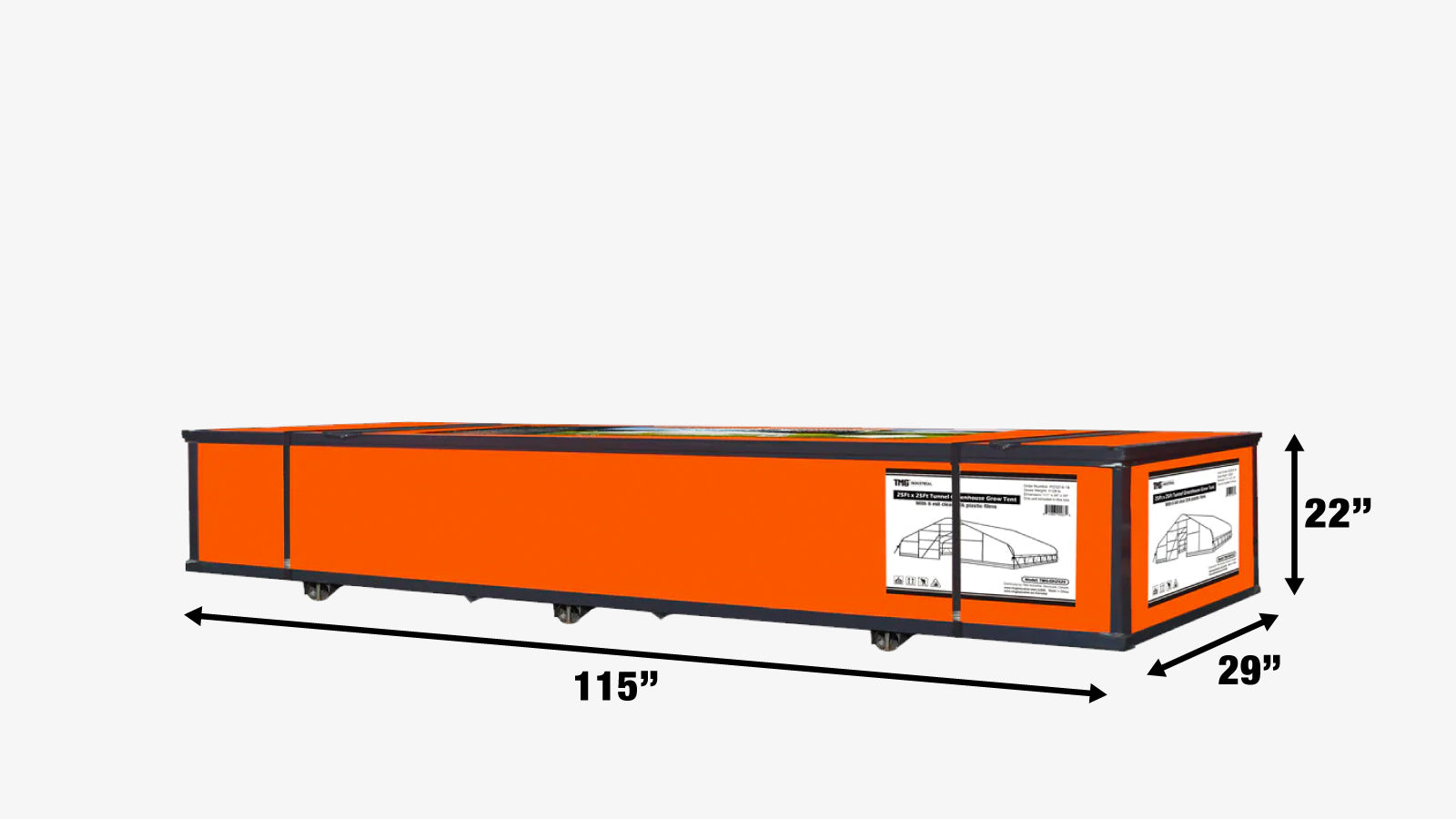 TMG Industrial 25’ x 25’ Tunnel Greenhouse Grow Tent w/6 Mil Clear EVA Plastic Film, Cold Frame, Hand Crank Roll-Up Sides, Peak Ceiling Roof, TMG-GH2525-shipping-info-image