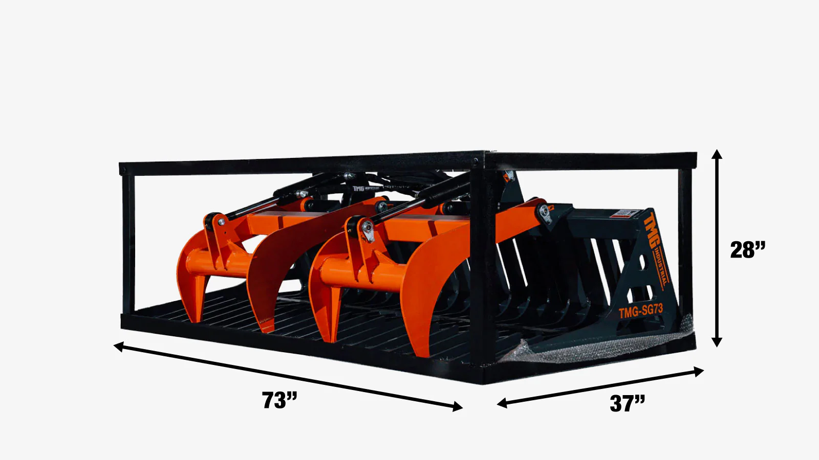 TMG Industrial 72” Skid Steer Skeleton Grapple Attachment, Universal Mount, 34” Arm Opening, 3” Tine Spacing, 2600 lb Weight Capacity, TMG-SG73-shipping-info-image