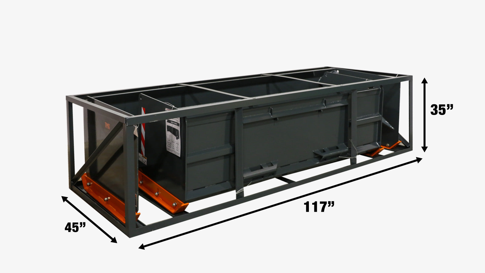 TMG Industrial 9’ Skid Steer Snow Pusher w/Steel Cutting Edge, Pivoting Wear Shoes, Side Braces, 40-70 HP, TMG-SP09-shipping-info-image