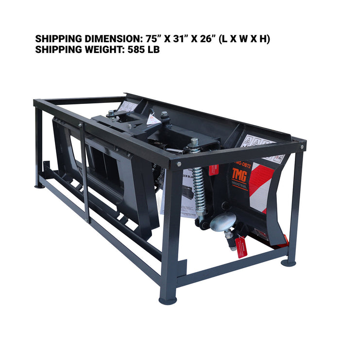 TMG Industrial 72” Skid Steer Dozer Blade/Snow Pusher, 30° Left & Right, Bolt-On Cutting Edge, Adjustable Skid Shoes, Universal Quick Mount, TMG-DB72