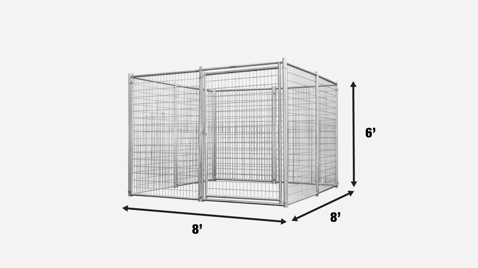 TMG Industrial 8’ x 8’ Galvanized Dog Kennel, Easy Assembly, Weather-Resistant, TMG-DCP08-specifications-image