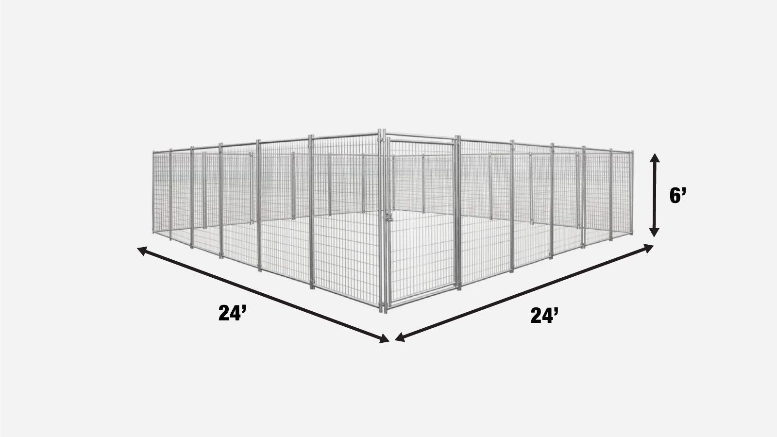 TMG Industrial 24’ x 24’ Galvanized Dog Kennel, Easy Assembly, Weather-Resistant, TMG-DCP24-specifications-image