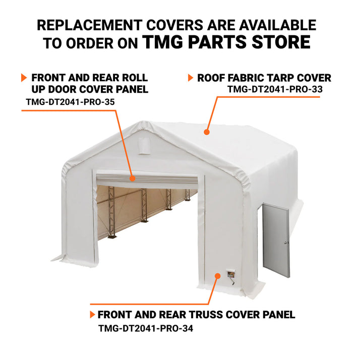 TMG Industrial Pro Series 20' x 40' Dual Truss Storage Shelter with Heavy Duty 17 oz PVC Cover & Drive Through Doors, TMG-DT2041-PRO