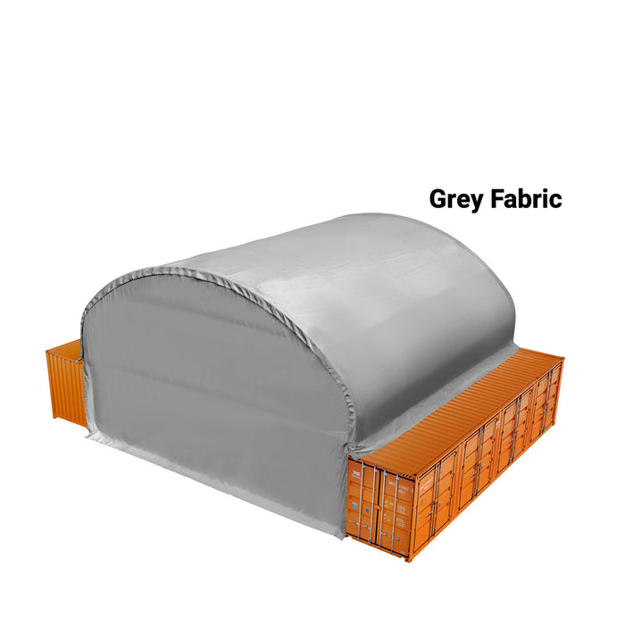 TMG Industrial 40' x 40' Dual Truss Container Shelter with Heavy Duty 21 oz PVC Cover, Enclosed End Wall & Front Drop, TMG-DT4041CF (DT4040CF)