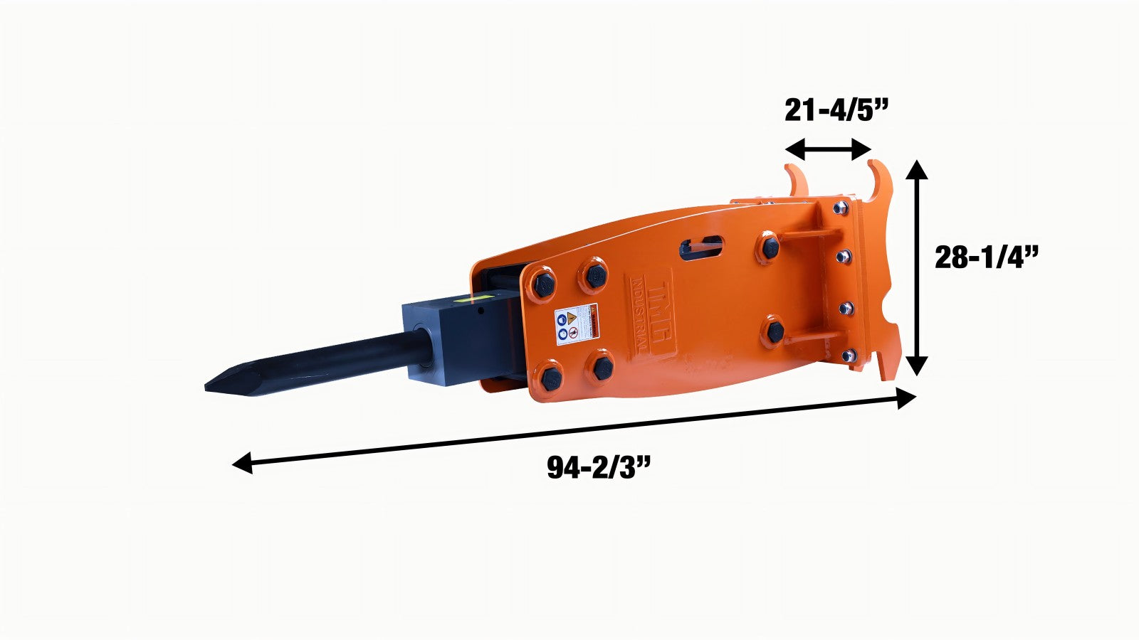 TMG-HB150Q 10 to 15 Ton Q/C Excavator Hydraulic Breaker, 4'' (100mm) Moil Point Chisel, 1960 Joules Impact Energy, 400-700BPM-specifications-image