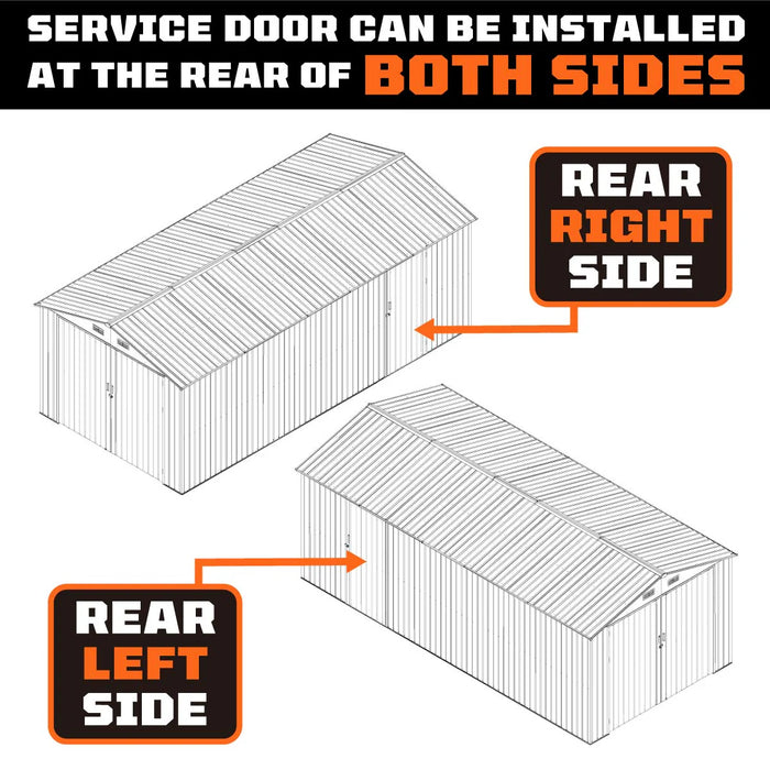 TMG Industrial 10’ x 20’ Metal Garage Shed with Double Front Doors, 7’8” Peak Height, Side Entry Door, 185 Sq-Ft Floor Space, TMG-MS1020A