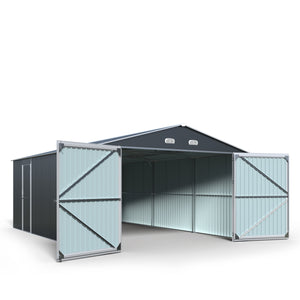 TMG Industrial 13’ x 20’ Metal Garage Shed with Double Front Doors, 7 ...