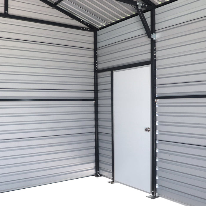 TMG Industrial 20’ x 20’ Metal Garage Shed with 9' High Double Front Doors, 13' Peak Height, Side Entry Door, 400 Sq-Ft Floor Space, TMG-MS2020 - TMG Industrial