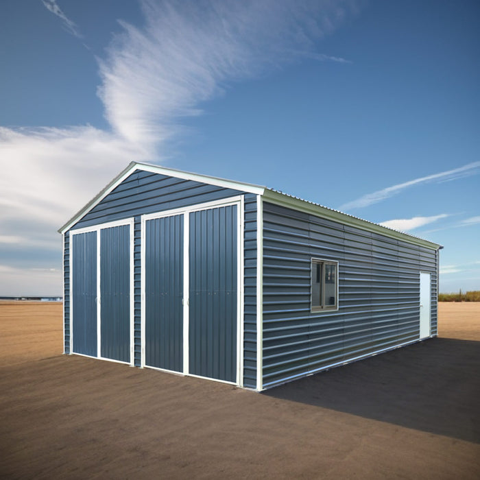 TMG Industrial 20’ x 30’ Metal Garage Shed with 9' High Double Front Doors, 13’ Peak Height, Side Entry Door, 600 Sq-Ft Floor Space, TMG-MS2030