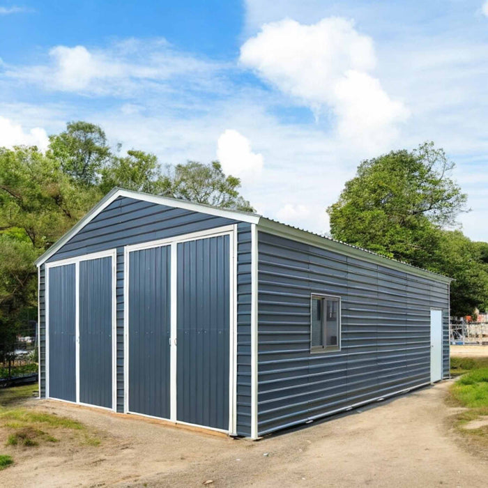 TMG Industrial 20’ x 30’ Metal Garage Shed with 9' High Double Front Doors, 13’ Peak Height, Side Entry Door, 600 Sq-Ft Floor Space, TMG-MS2030