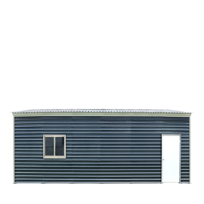 TMG Industrial 26’ x 30’ Metal Garage Shed with 9’ High Double Front Doors, 14’ Peak Height, Side Entry Door, 780 Sq-Ft Floor Space, TMG-MS2630