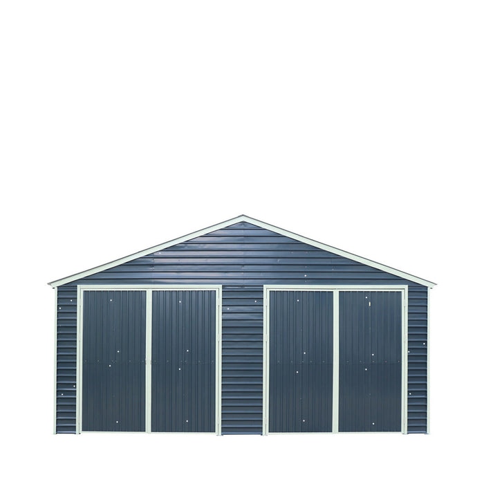 TMG Industrial 26’ x 40’ Metal Garage Shed with 9’ High Double Front Doors, 14’ Peak Height, Side Entry Door, 1040 Sq-Ft Floor Space, TMG-MS2640