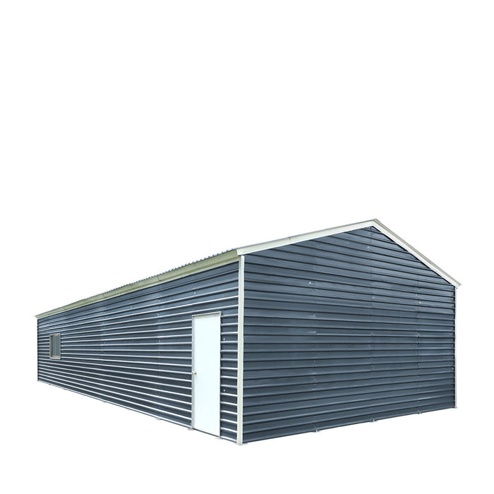 TMG Industrial 26’ x 40’ Metal Garage Shed with 9’ High Double Front Doors, 14’ Peak Height, Side Entry Door, 1040 Sq-Ft Floor Space, TMG-MS2640