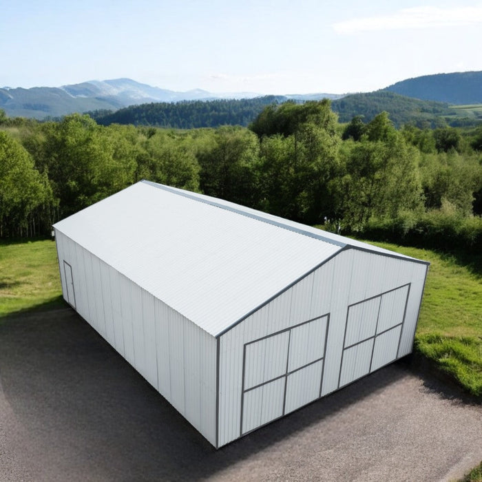 TMG Industrial 30’ x 40’ Metal Garage Shed with 11' High Double Front Doors, 17’ Peak Height, Side Entry Door, 1260 Sq-Ft Floor Space, TMG-MS3040