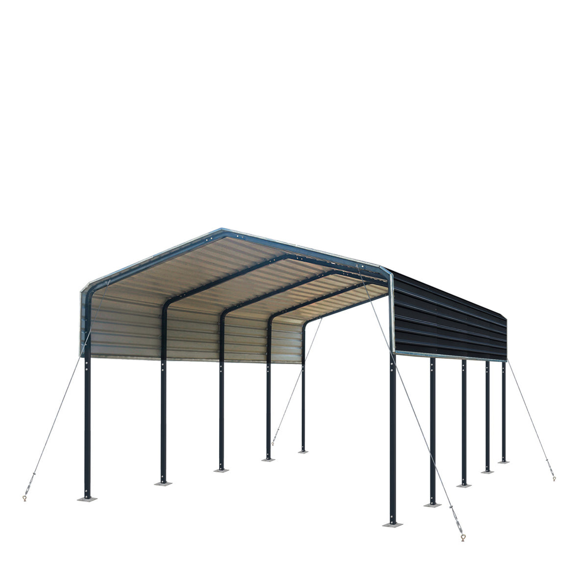 TMG Industrial 12’ x 20’ Metal Shed Carport with 8’ Open Sidewalls, TM ...