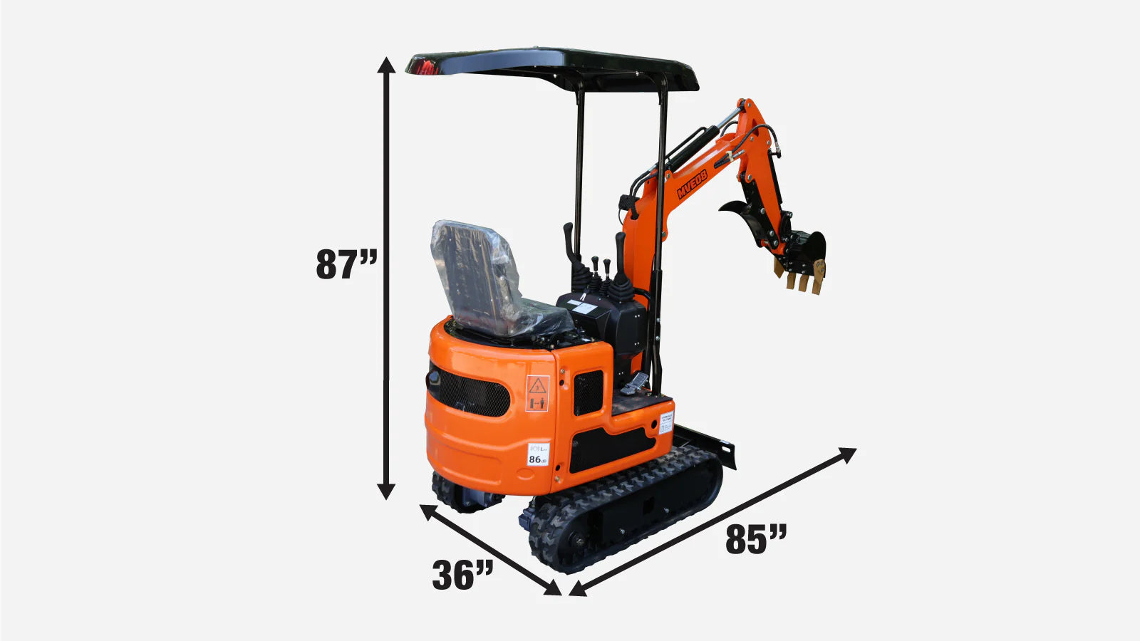 TMG Industrial Mini Compact Excavator, 12 HP Air-Cooled Engine w/EPA Certification, 61-½” Max. Digging Depth, 1900 Lb Operating Weight, TMG-MVE08-shipping-info-image