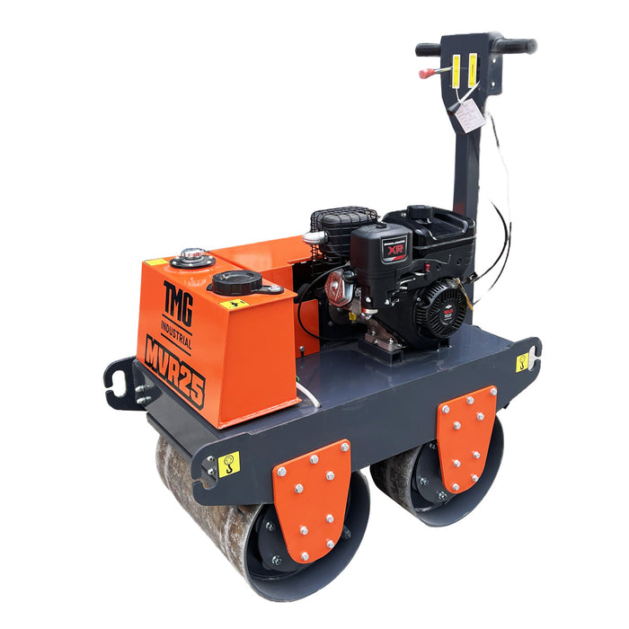 TMG Industrial 10 HP Double Wheel Vibratory Roller, 2 x 24” Wide & 17” Diameter Rollers, EPA Emissions Compliance, TMG-MVR25