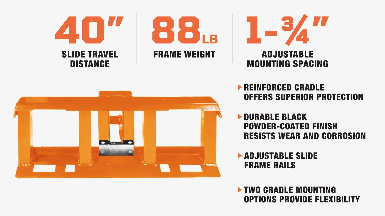 TMG Industrial Skid Steer Auger Drive Mount Cradle Frame for TMG-PAD30, Universal Skid-Steer Hookup, TMG-PAFS-description-image