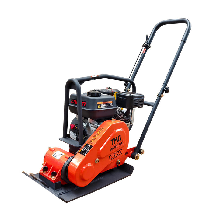 TMG Industrial 2380 Lbs Heavy-Duty Plate Compactor, 6.5 HP Loncin G200F Engine, 8” Compaction Depth, TMG-PC60