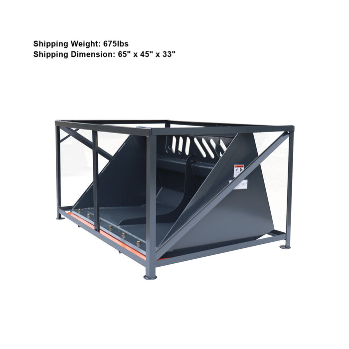 TMG Industrial Heavy-Duty 60” Skid Steer Snow/Mulch Bucket, Bolt-On Cut Edge, 1500-lb Weight Capacity, Universal Quick Mount, TMG-SN60