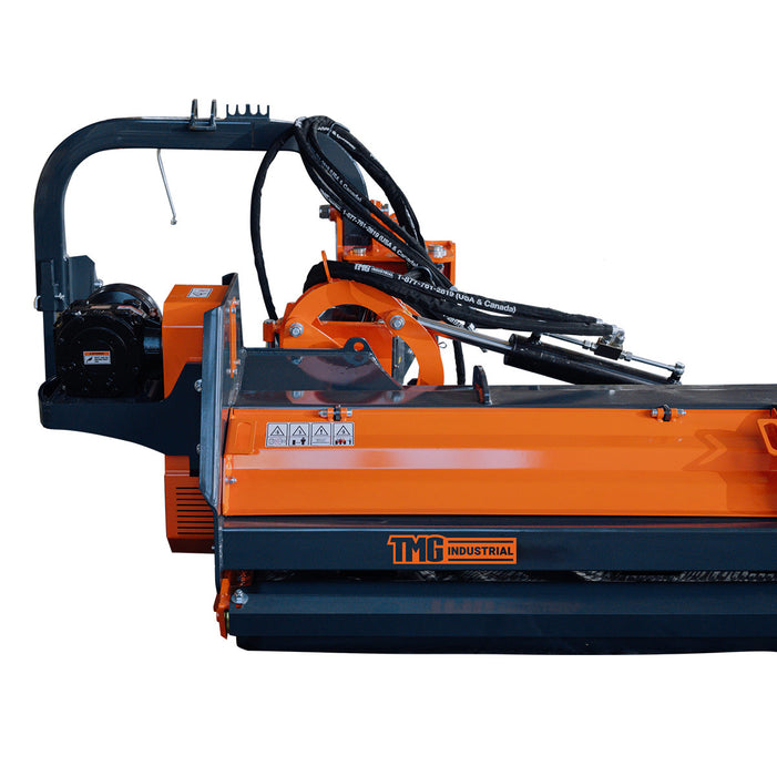 TMG Industrial 100” Offset Ditch Bank Verge Flail Mower with 90° Tilt, Italian Gearbox, 50-90 HP, TMG-TFMO100