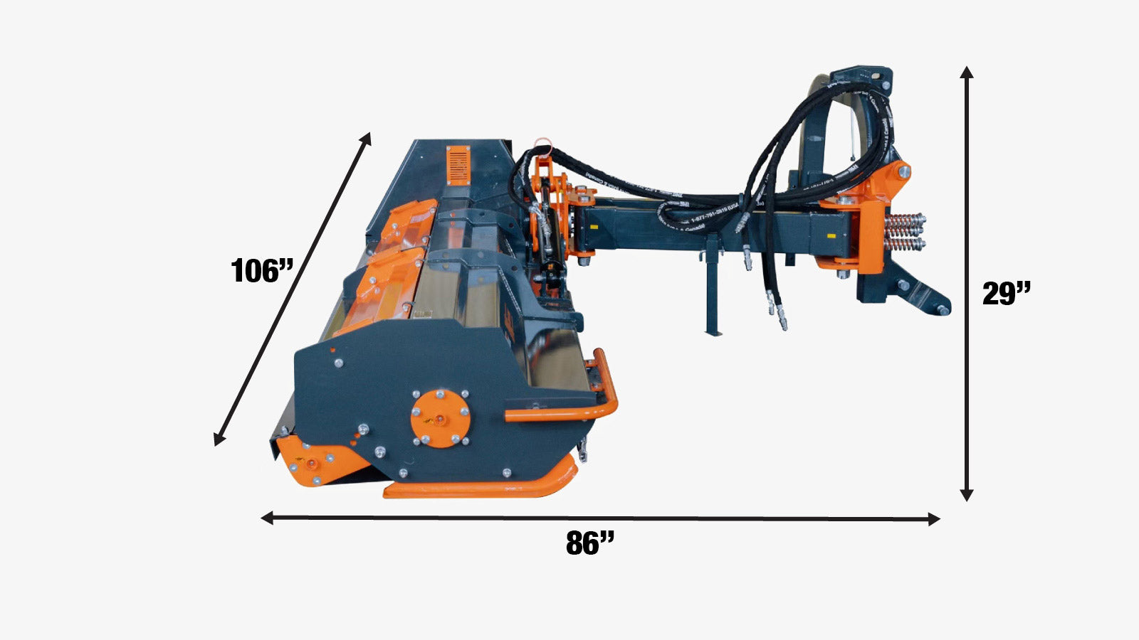 TMG Industrial 100” Offset Ditch Bank Verge Flail Mower with 90° Tilt, Italian Gearbox, 50-90 HP, TMG-TFMO100-specifications-image