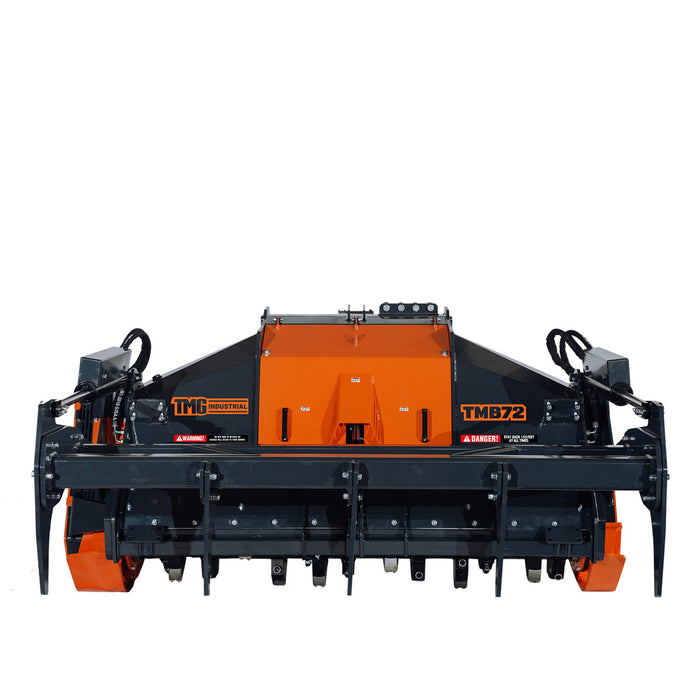 TMG Industrial 70” Forestry Brush Mulcher, Category 2 Hookup, Widia Cutting Teeth, 70-110 HP Tractors,  3-PTO Shaft Included, TMG-TMB72