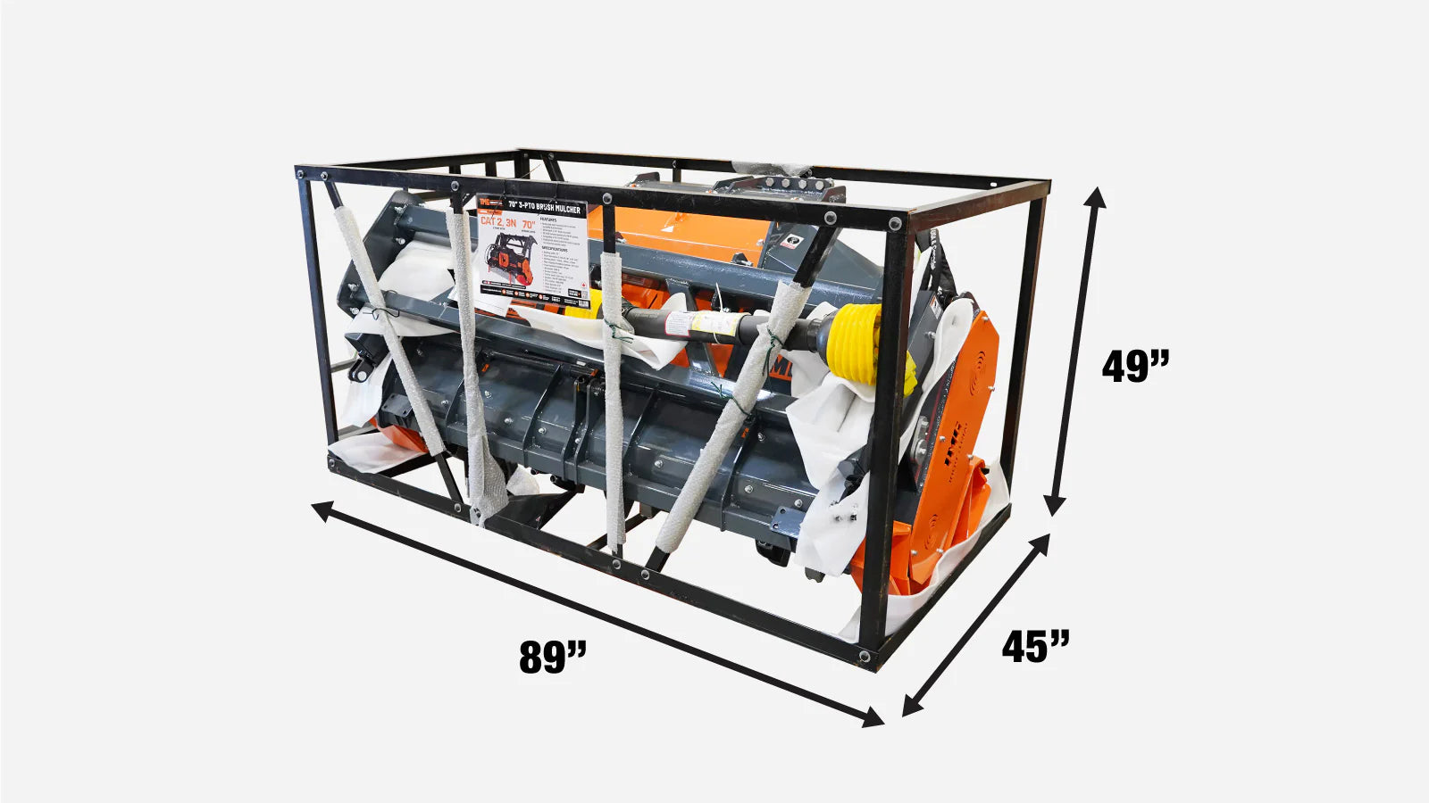 TMG Industrial 70” Forestry Brush Mulcher, Category 2 Hookup, Widia Cutting Teeth, 70-110 HP Tractors,  3-PTO Shaft Included, TMG-TMB72-shipping-info-image