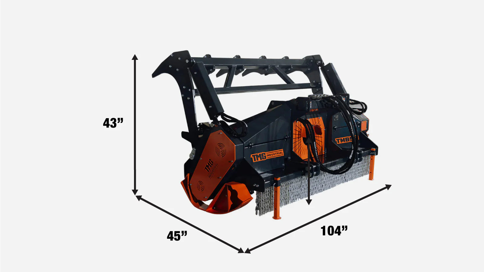 TMG Industrial 90” Forestry Brush Mulcher, Category 2 Hookup, Widia Cutting Teeth, 70-130 HP Tractors, 3-PTO Shaft Included, TMG-TMB90-specifications-image