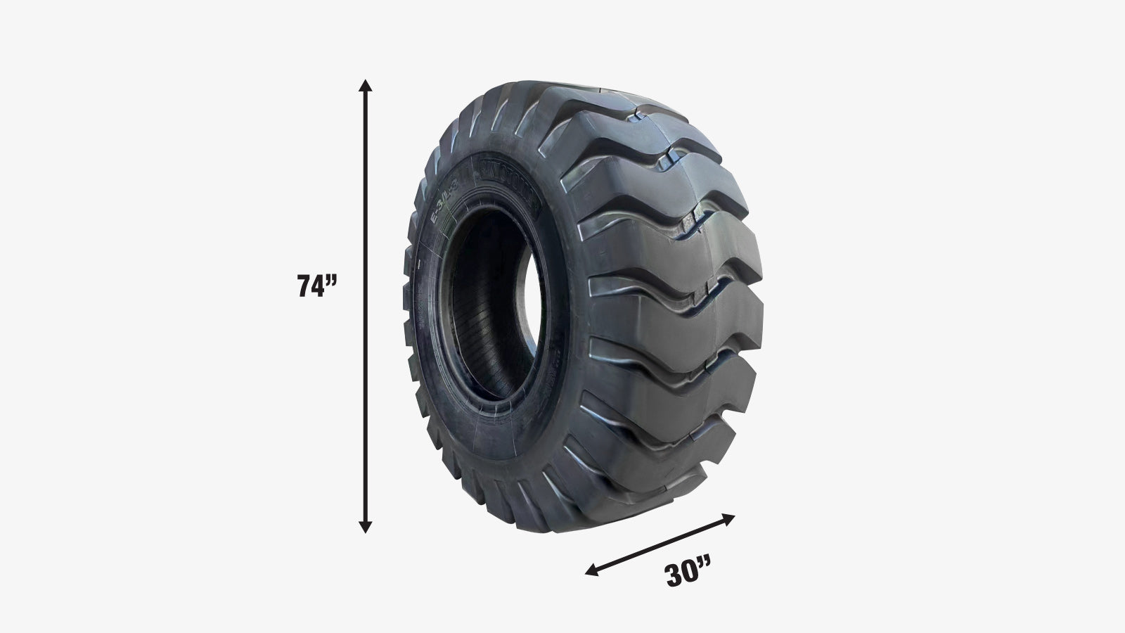 TMG Industrial 20-½” X 25” 20PR Wheel Loader Tire (E3/L3), Pneumatic Tubeless, 59” Outer Diameter, Wide Pattern Block Design, TMG-TR205-specifications-image