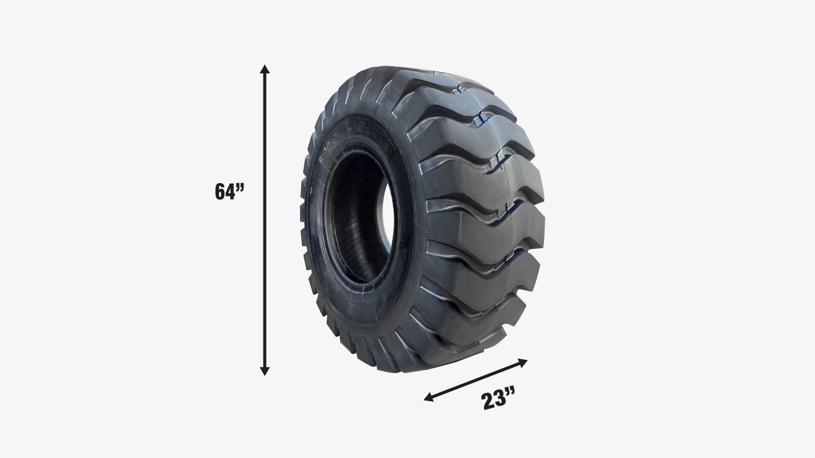 TMG Industrial 23-½” X 25” 24PR Wheel Loader Tire (E3/L3), Pneumatic Tubeless, 64” Outer Diameter, Wide Pattern Block Design, TMG-TR235-specifications-image