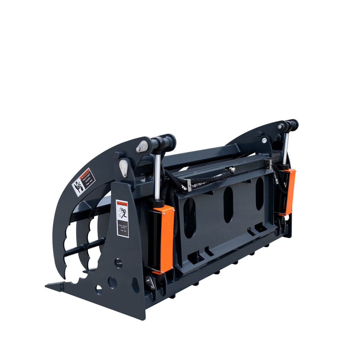 TMG Industrial 72” Skid Steer Root Rake Clamshell Grapple, Universal M ...